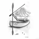 A rowing oar with a coffee bean pattern tattoo design idea