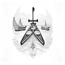 A rowing oar with a coffee bean pattern tattoo design idea