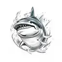 Design a tattoo that merges the strength and power of a shark with the agility and speed of a tennis player, symbolizing the balance between gym and sports tattoo design idea