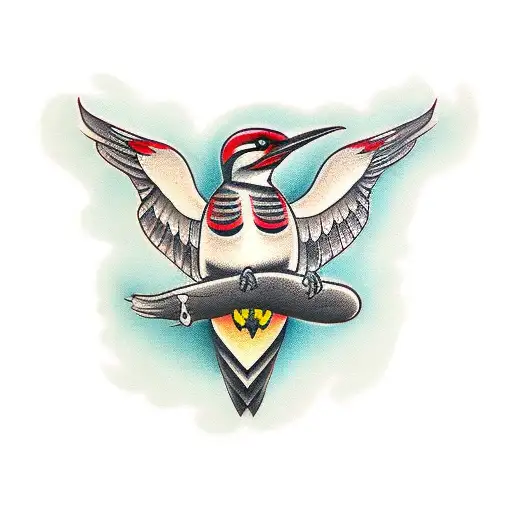 two-headed woodpecker tattoo design idea
