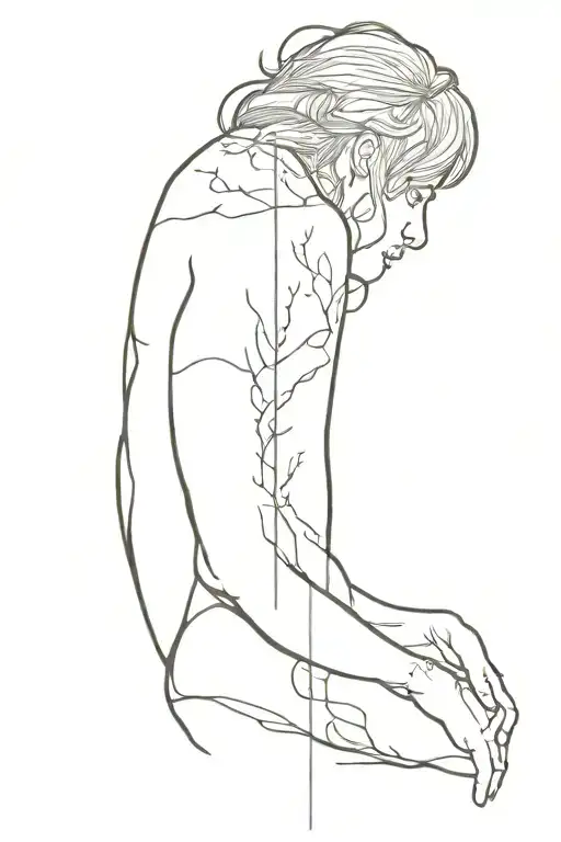 line work on spine  tattoo design idea