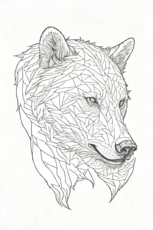 Bear and wolf face tattoo design idea