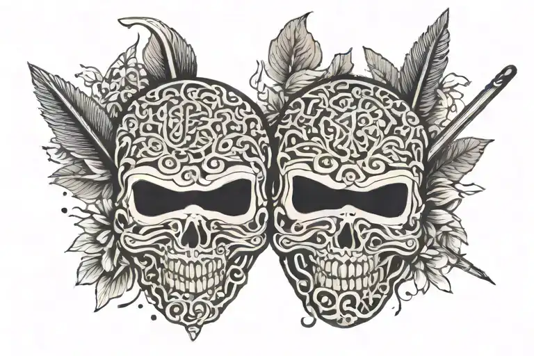 ski mask with bullets laying tattoo design idea