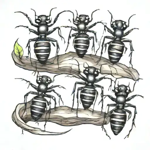 ants walking in a row tattoo design idea