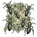 ants walking in a row tattoo design idea