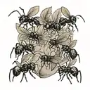 ants walking in a row tattoo design idea