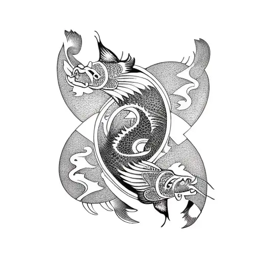 Koi Fish yin Yang  tattoo design idea