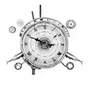 Steampunk clock with gears and a mechanical dragon tattoo design idea
