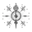 Steampunk clock with gears and a mechanical dragon tattoo design idea