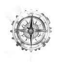 Steampunk clock with gears and a compass tattoo design idea