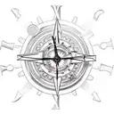 Steampunk clock with gears and a compass tattoo design idea