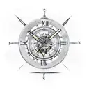 Steampunk clock with gears and a compass tattoo design idea