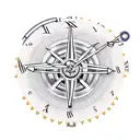 Steampunk clock with gears and a compass tattoo design idea