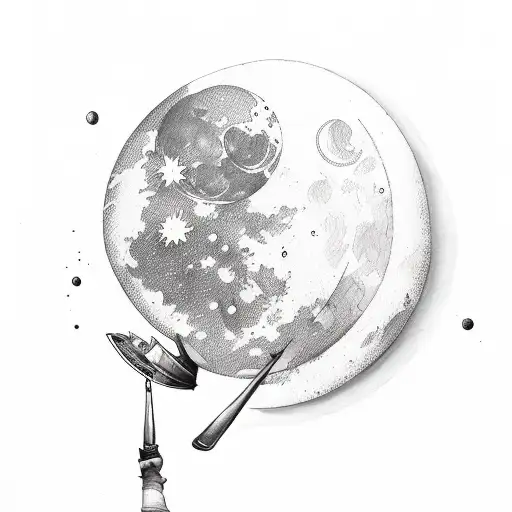Moon and wine tattoo design idea