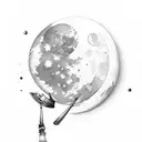 Moon and wine tattoo design idea