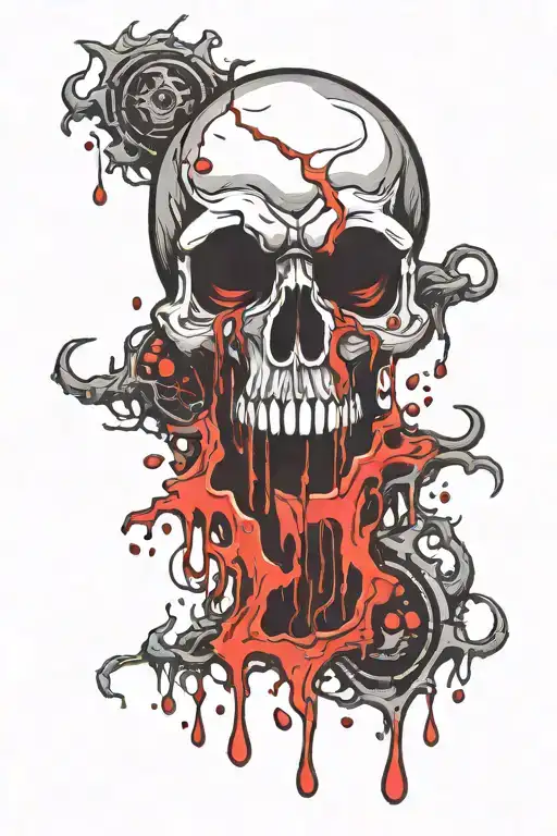 skull Red And Black Blood Dripping Melting Eyeball tattoo design idea