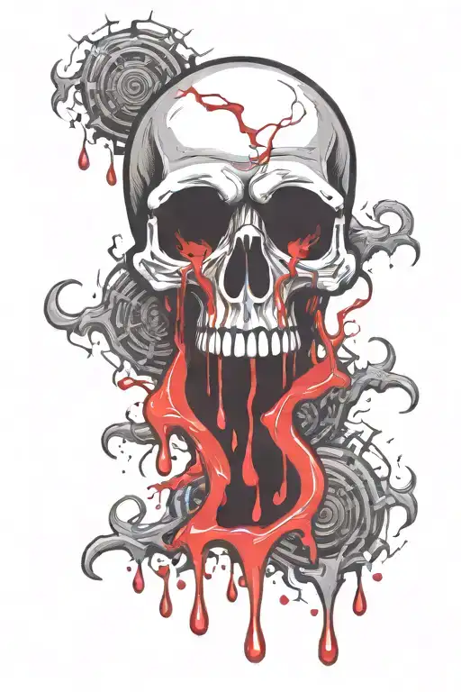 skull Red And Black Blood Dripping Melting Eyeball tattoo design idea