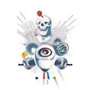 A new-school design featuring a mashup of iconic music and movie references tattoo design idea