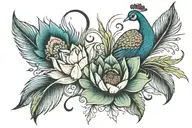 lotus and peacock feather feather feather tattoo design idea