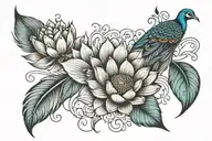 lotus and peacock feather feather feather tattoo design idea