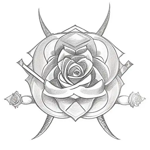 Narsil sword with a rose in the middle in a diamond shape with the 2nd Corinthians 12:10 and the words renewed shall be  tattoo design idea