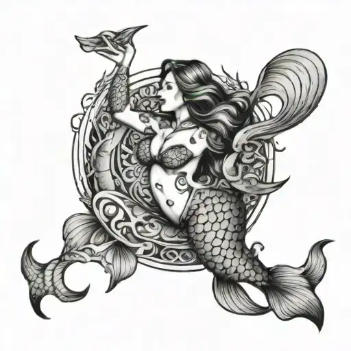 plus size mermaid tattoo design idea