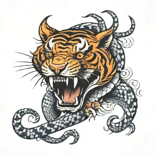 Tiger Snake Pig tattoo design idea