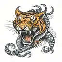 Tiger Snake Pig tattoo design idea