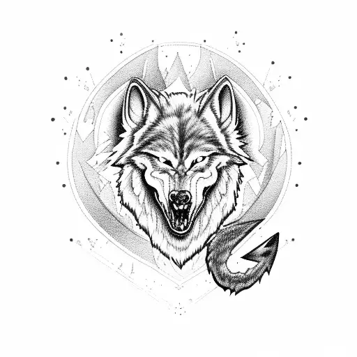 werewolf with bow and arrow tattoo design idea