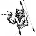 werewolf with bow and arrow tattoo design idea