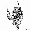 werewolf with bow and arrow tattoo design idea