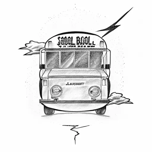 school bus with lightning bolt behind tattoo design idea
