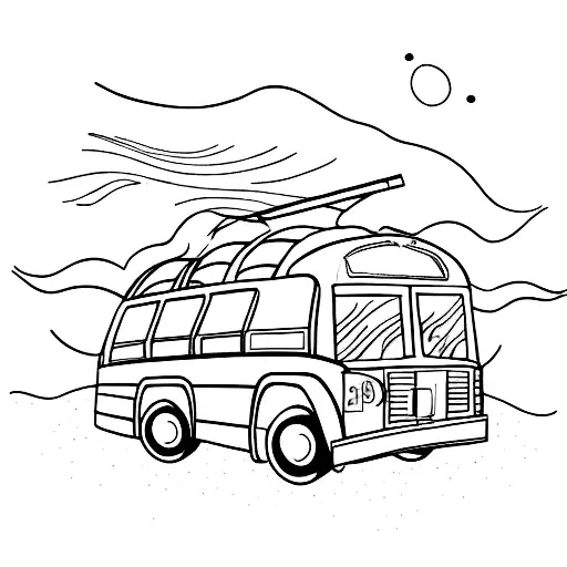 school bus broken in half tattoo design idea