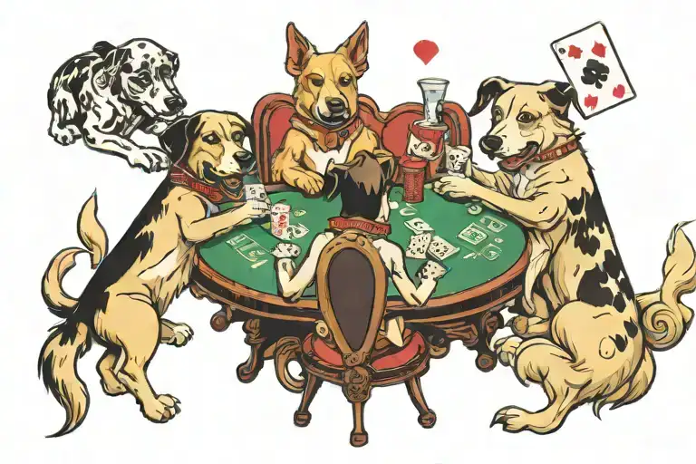 dogs playing poker tattoo design idea