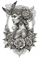 athena thigh tattoo, aphrodite goddess,  mandela  tattoo design idea