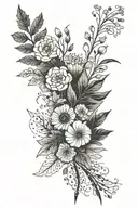 polish folk art inspired with wild flowers from Poland and Estonia. full sleeve for a woman  tattoo design idea