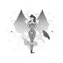 A call center agent surrounded by symbols of nature and adventure tattoo design idea