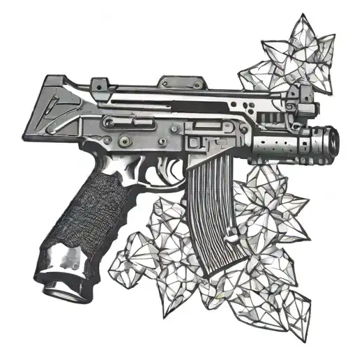 ak47 and crystals tattoo design idea