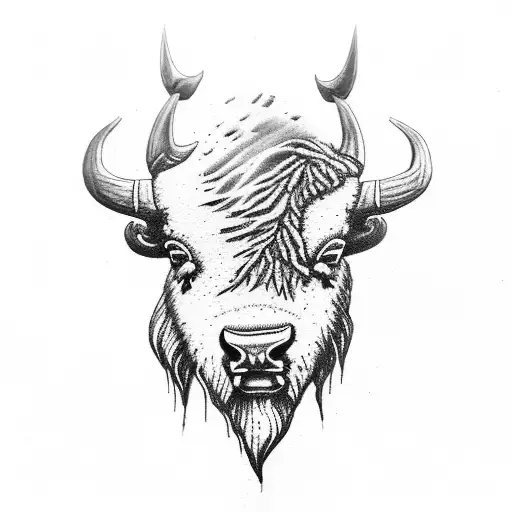 bison tattoo design idea
