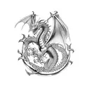 celtic dragon on shoulder flowing across back to neck tattoo design idea