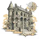 el templo del purgatorio y las almas llegando a el   tattoo design idea