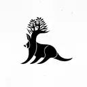 animal with nature element tattoo design idea