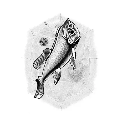 the name Fred in the shape of a fish  tattoo design idea