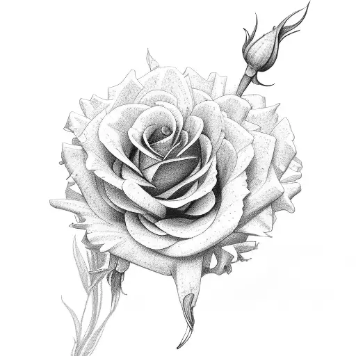 Rose, Marigold, gladiolus, chrysanthemum tattoo design idea