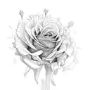 Rose, Marigold, gladiolus, chrysanthemum in a bouquet  tattoo design idea