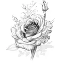 Rose, Marigold, gladiolus, chrysanthemum in a bouquet  tattoo design idea