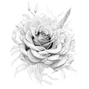 Rose, Marigold, gladiolus, chrysanthemum in a bouquet  tattoo design idea