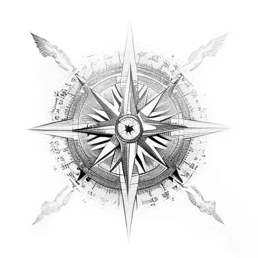 eagle compass mountains creek tattoo design idea