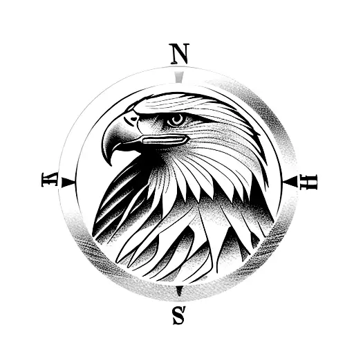 eagle compass mountains creek tattoo design idea