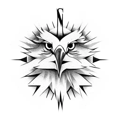 eagle compass mountains creek tattoo design idea